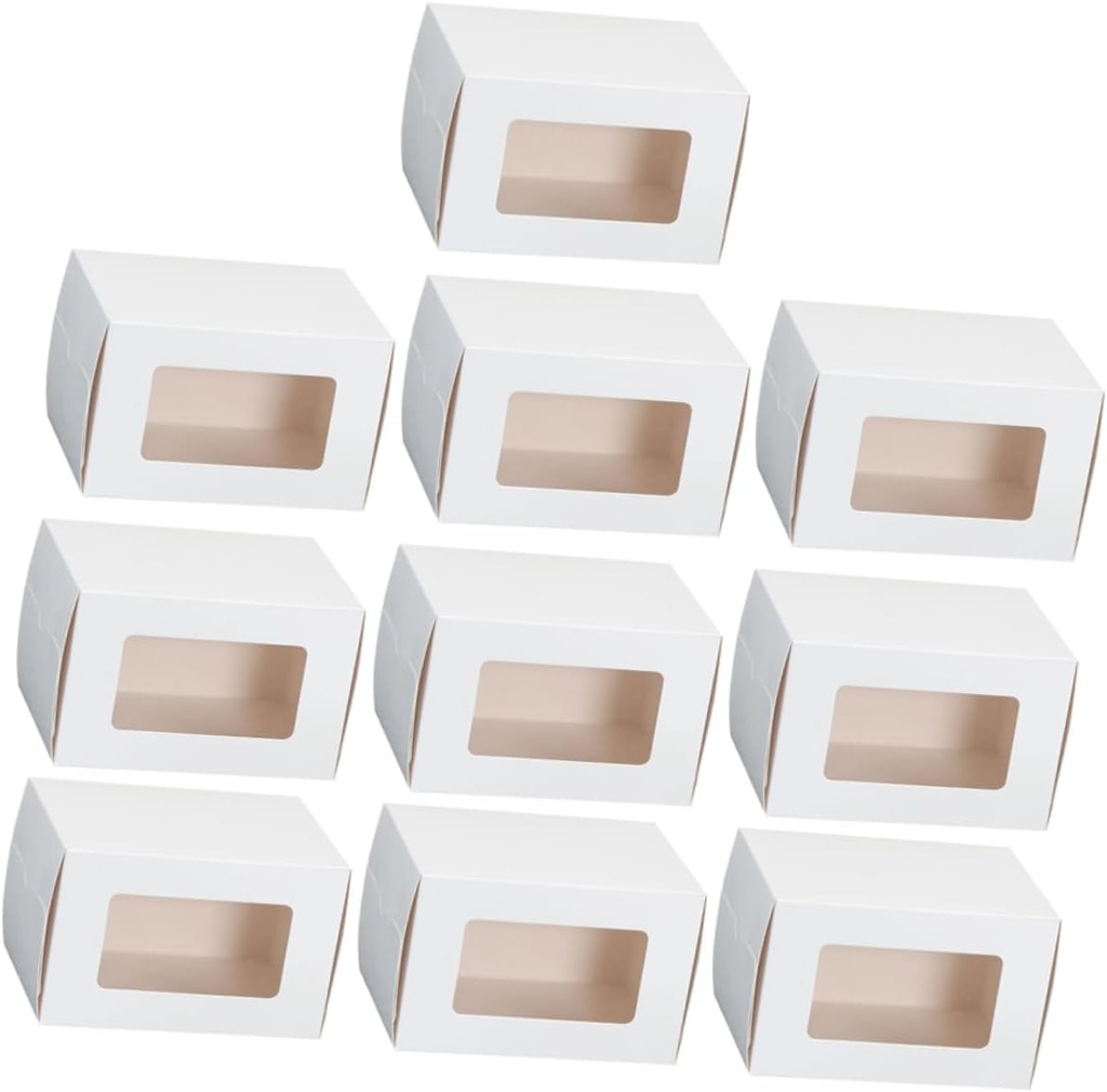10pcs Window Cake Container Small White Baking Dessert Box Cupcakes and Treats Food-grade Packaging for Gifting and Display