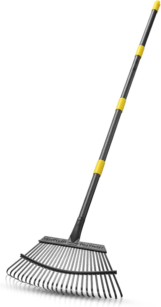 65 Inch Rake for Leaves, Rakes for Lawns Heavy Duty Hoe Lawns Leaf Lawn Leveling Rake Yard Tools for Picking up Leaves, Grass Clippings, Garbage with 25 Metal Tines Ergonomics Adjustable Handle