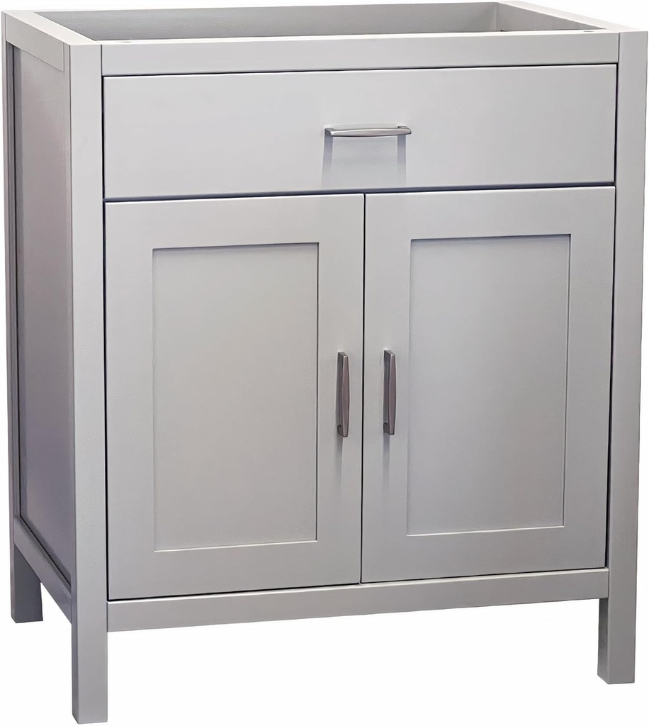Grey Freestanding Solid Wood Premium Grade Bath Vanity Tip-Out Drawer Sink Cabinet Without Top in 24"/30"/36" W (Light Grey Newport, 24" Wx21 Dx34.5 H)
