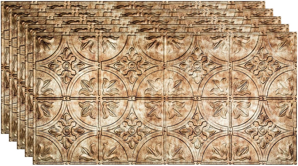FASÄDE Traditional Style/Pattern 2 Decorative Vinyl 2ft x 4ft Glue Up Ceiling Panel in Bermuda Bronze (5 Pack)