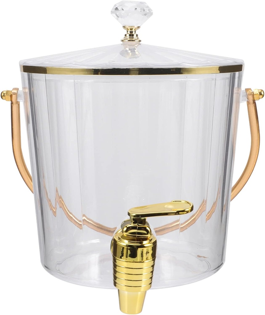 UPKOCH Beverage Dispenser with Faucet 2 Gallon Plastic Ice Bucket Portable Drink Dispenser for Parties Home Outdoor Use with Handle and Lid