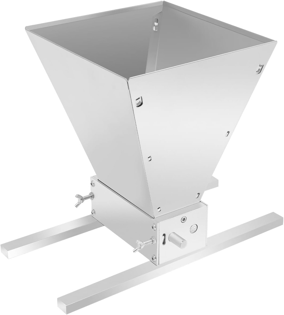 4L Grain Grinding Mill, Manual Drum Stainless Steel 2 Roller with Hopper Home Brewing Grinding Machine, Malt Pulverizer, Grain Crusher