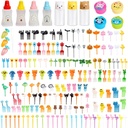 174 Pcs Bento Box accessories Condiment Squeeze Bottles Kids Lunch Accessories Reusable Sauce Containers Mini Ketchup Bottle And Animal Fruit Food Toothpicks for Camping Office Accessories