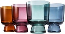 Khen - Colored Muted Colored Glasses - Water & Wine | Set of 4 | Pastel Muted Crystal Cocktail Glassware, Goblet Cocktails, Red & White, Dinner Color Beautiful - Murano Stackable Glasses 8.1oz