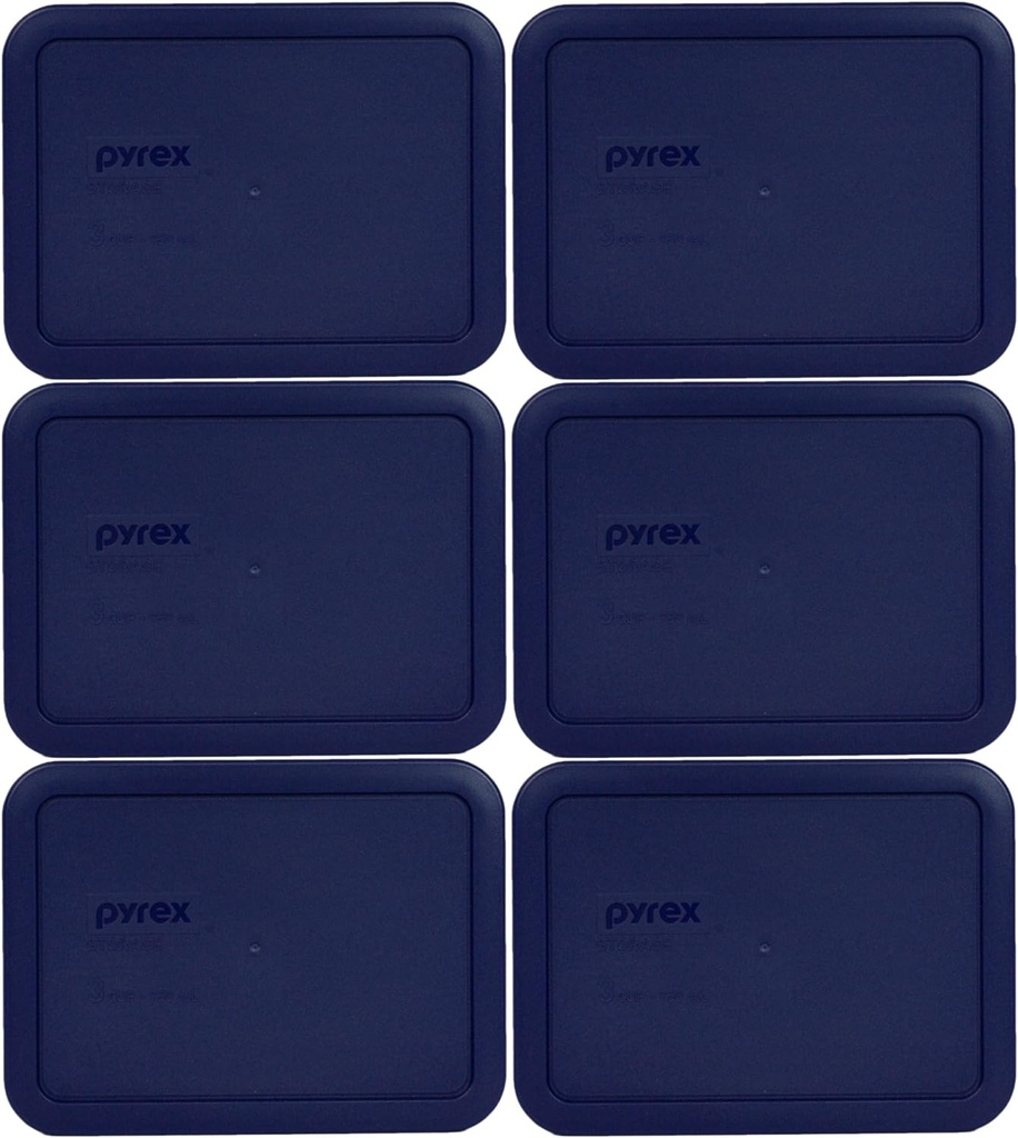 Pyrex 7210-PC 3-Cup Blue Food Storage Replacement Lid (6-Pack) - Made in USA