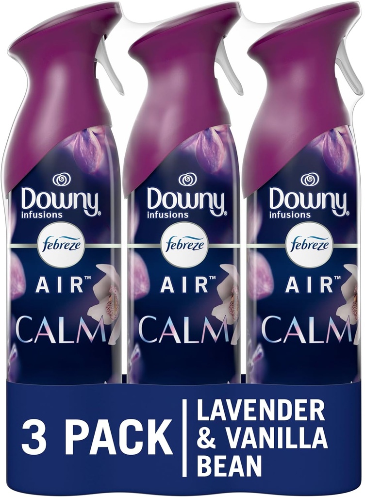 Febreze Air Mist Air Freshener Spray, Odor-Fighting Room Spray, Air Fresheners for Home and Bathroom and Kitchen, Aerosol Can, Downy Calm Scent, 8.8oz, 3 Count
