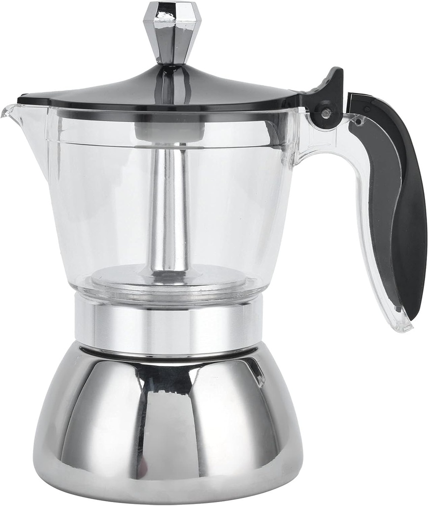 Moka Induction Stovetop Strong Coffee Maker, Moka Pot Premium Crystal Shape Top Stovetop Coffee, Moka Pot - 4 cup, Classic Italian coffee maker for Coffee Lover