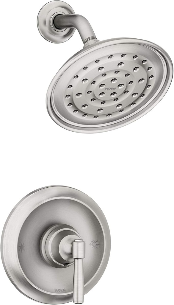 Moen Halle Spot Resist Brushed Nickel Shower Faucet Trim Set featuring Wide Showerhead and Lever Handle with Posi-Temp Valve Included, 82971SRN