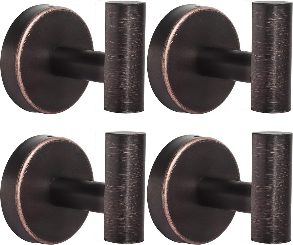 Bathroom Robe Towel Hooks Coat Wall Hook Stainless Steel Heavy Duty Door Hanger Clothes Cabinet Closet Sponges Hook for Bathroom Bedroom Kitchen Hotel Pool 4 Packs (Oil Rubbed Bronze)