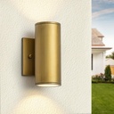 Modern LED Outdoor Wall Lights 7" Cylinder Up and Down Exterior Lighting Fixtures Handmade Gold Outdoor Wall Sconce Wall Mount on Any Direction