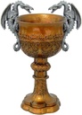 Pacific Giftware King Arthur's Fantasy Golden Chalice with Dual Dragon Wine Goblet Sculptural Decor