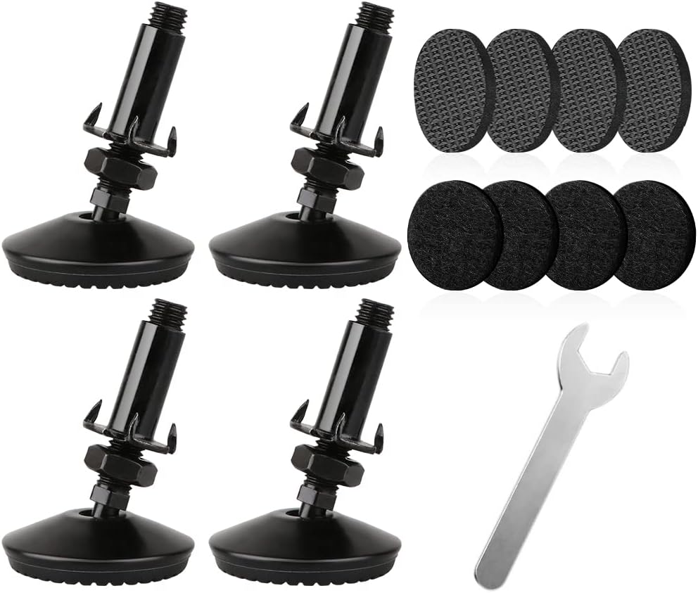 4 Set M10 Swivel Adjustable Leveling Feet, Heavy Duty Height Adjuster Furniture Leveler Foot with T Nut, Screw in Cabinet Table Chair Self Levelers Leg - 2" Base Dia & 2" Bolts Length - Black