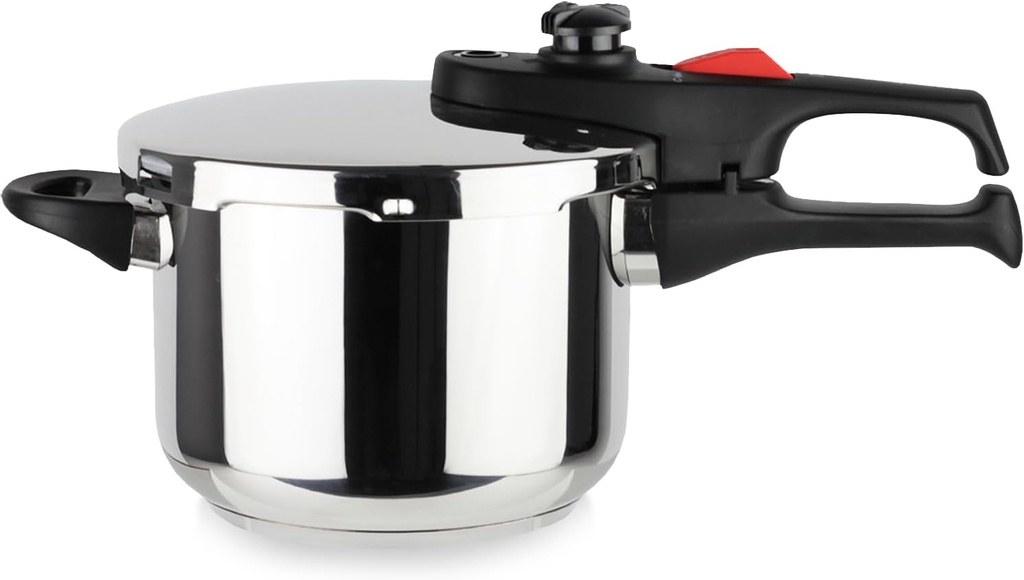 MAGEFESA Practika Plus 3.4-Quart Pressure Cooker – 18/10 Stainless Steel, Induction Compatible, 5-Layer Heat Diffuser Bottom, 5 Safety Systems, Even Heat Distribution