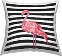 Stupell Industries Bold Flamingo Flower Stripes Outdoor Printed Pillow, 18 x 18, Pink