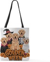 CafePress Golden Ween: A Halloween Celebration For Golden Re 18"x18" Reusable Grocery Shopping Sling Tote Bag