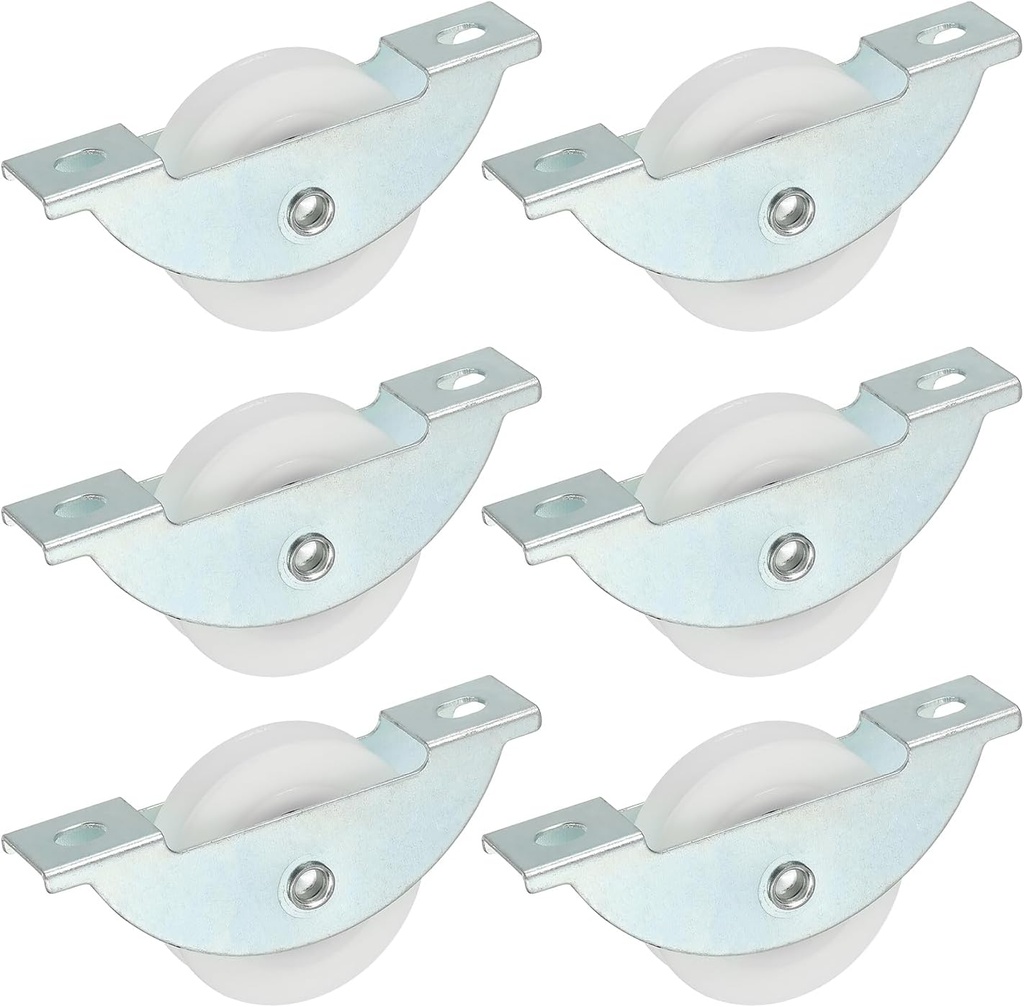 PATIKIL 34mm Sliding Door Nylon Pulley, 6 Pcs Furniture Roller Wheels 5mm Hole Distance for Screen Door Wardrobe Cupboard Closet, Silver