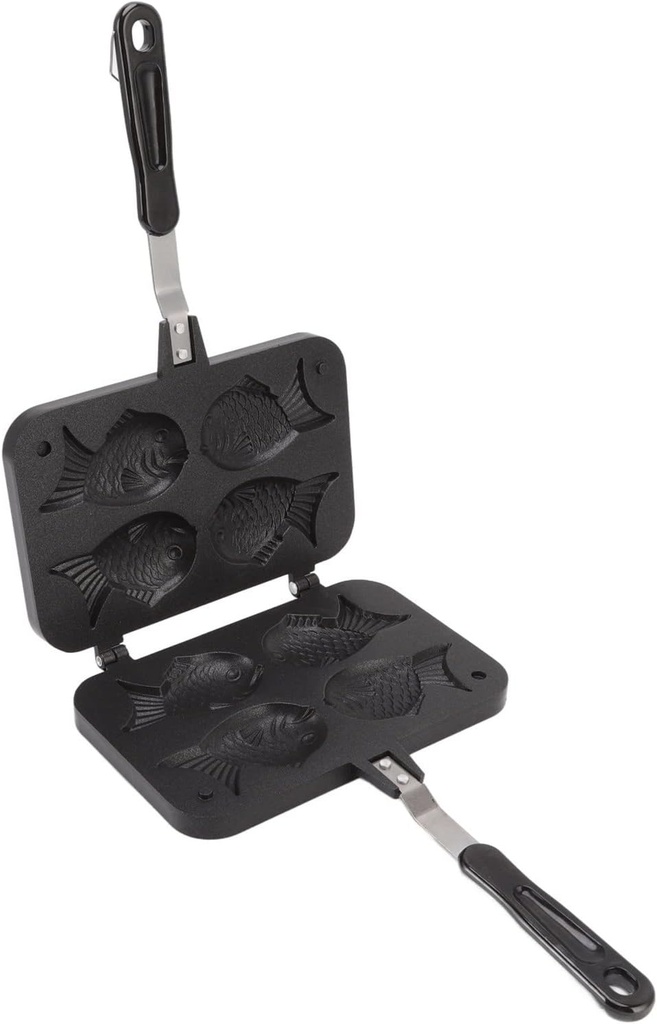 Waffle Maker, with 4 Bowls, Taiyaki Fish , Non Stick Coating Cake Maker, Anti Scalding Handle, Fixed Bracket, Gifts for Family and Friends