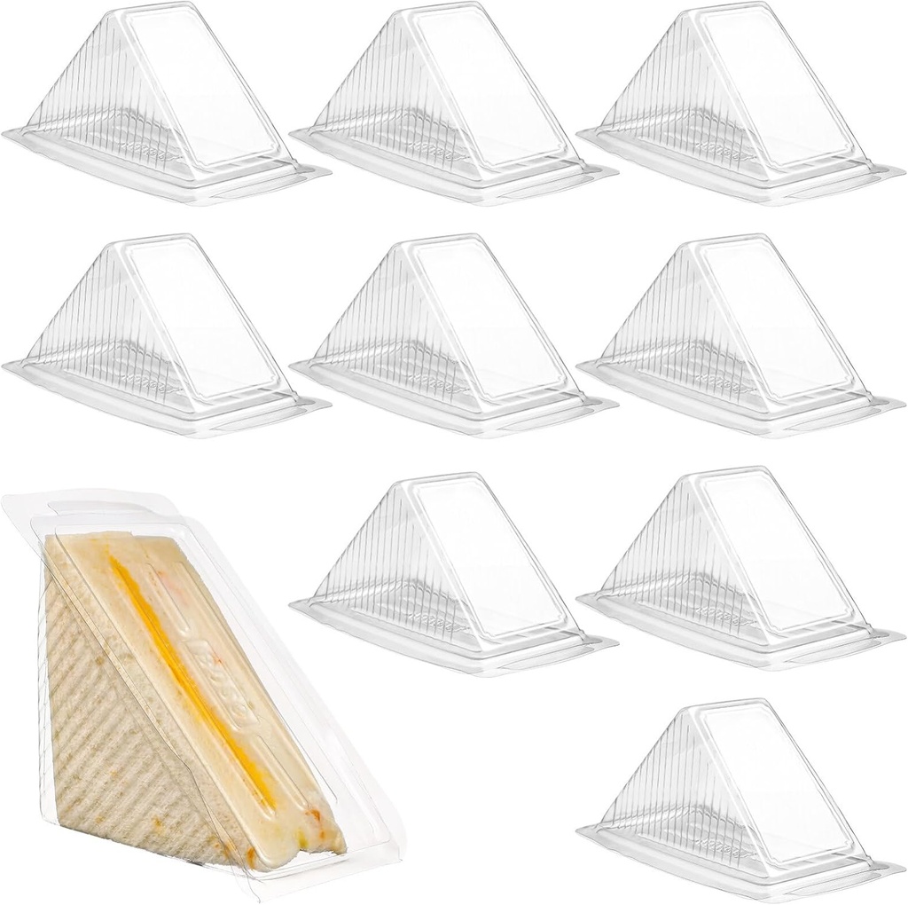Cabilock 50pcs Sandwich Packing Boxes Food Containers Clear Sandwich Case Triangle Boxes Take Out Containers for Cake Dessert,Hamburger