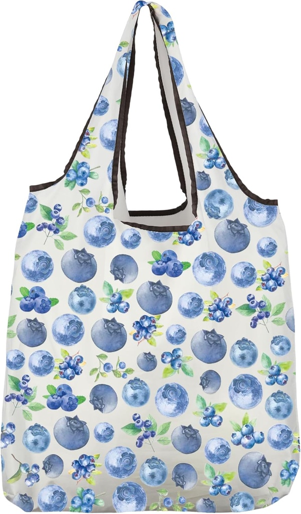 VAMSII Blueberries Lover Gift Blueberries Design Folding Reusable Grocery Bag Aesthetic Fruit Shopping Bag Gardener Mom Gift