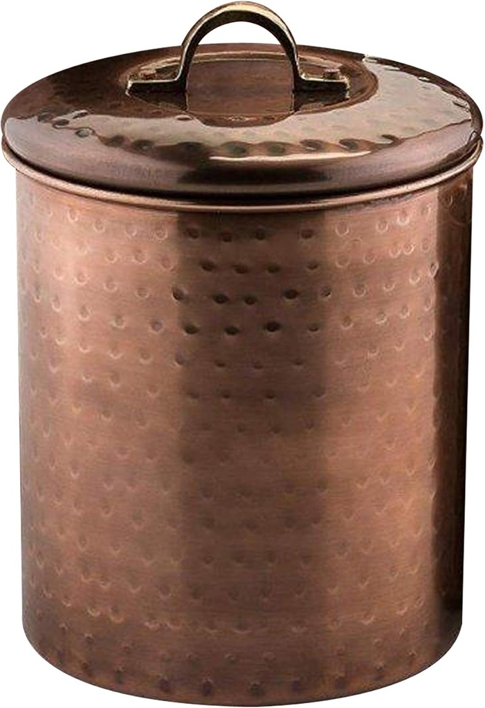 NuSteel Hammered Antique Copper 4 QT Stainless Steel Canister, Beautiful Food Storage Container for Kitchen Counter, Tea, Sugar, Coffee, Caddy, Flour Canister with Rubber Seal lid,TG-1843AC-4
