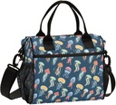 Jellyfish Lunch Bag Reusable Lunch Box for Men Women Adults, Insulated Cooler Tote Bag Container with Adjustable Shoulder Strap for Travel Office Picnic Hiking Beach Small
