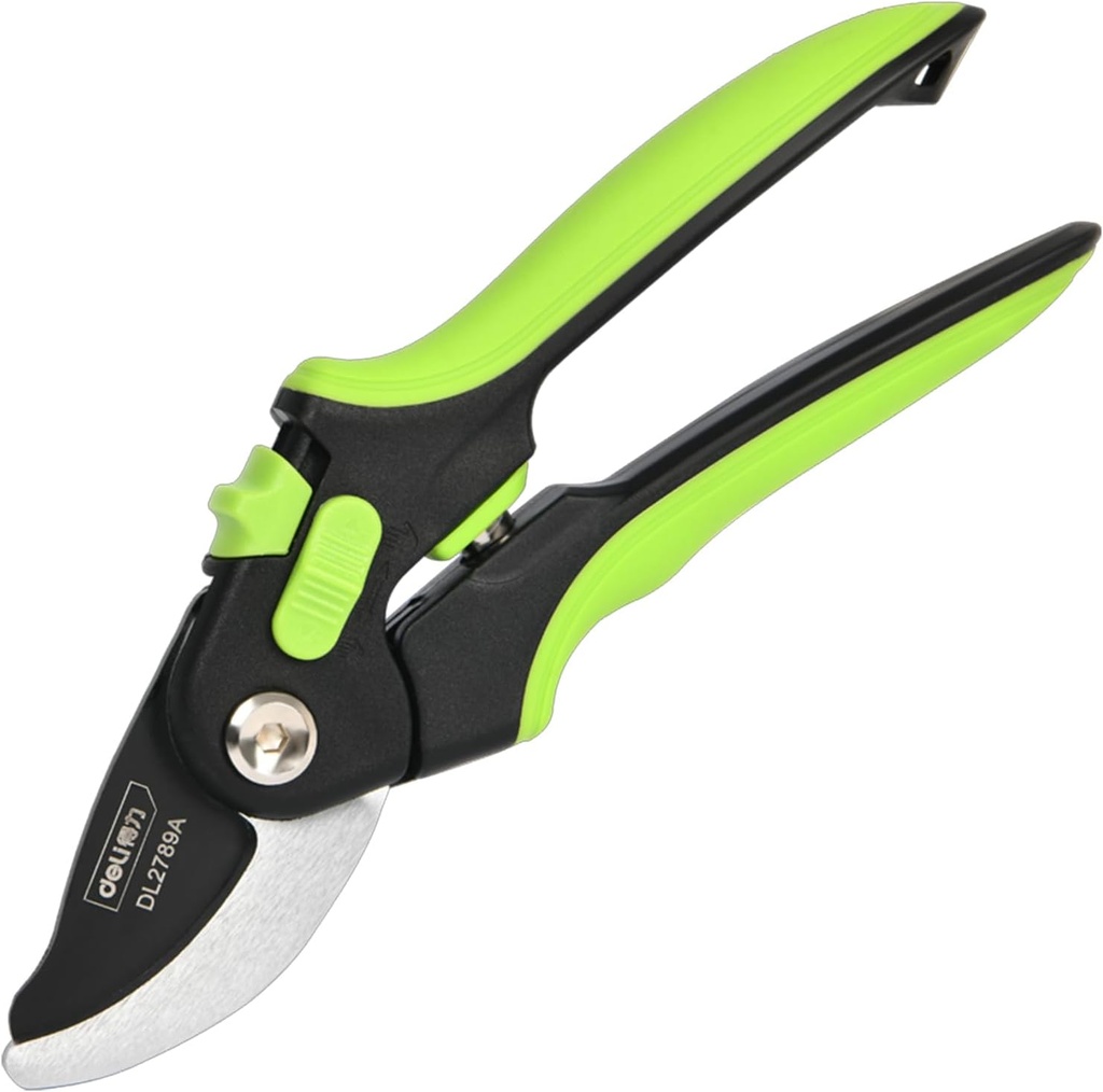DELI Garden Pruning Shears, 8-inch Professional Fruit Tree Trimmer, Black and Green