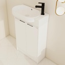 23 Inch Small Bathroom Vanity with Sink, 23'' Freestanding Bathroom Vanity Cabinet with Ceramic Basin, Soft Closing Doors, Adjustable Shelves, Modern Single Ceramic Sink Combo, White