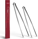 One-Piece Serrated Non-Slip Tips Metal Tongs for Cooking 2 Set (12" & 14"), 18/8 Stainless Steel Tong, Light but Durable, Easily Control Kitchen Tongs, Multi-Purpose for Frying, Plating, BBQ