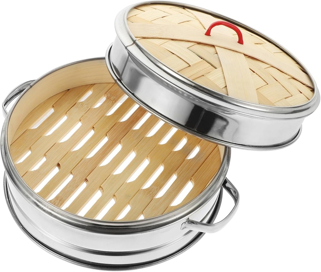 1set Steamer Cooker Double-eared Lid Food Steamer Pan Kitchen Gadget Steam Basket Random Style