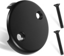Bathtub Overflow Drain Cover 3-1/8 inch, Two Hole Tub Overflow Drain Cover, Bath Face Plate Bathtub with Screws for Most Standard Bath Tub Drains Black