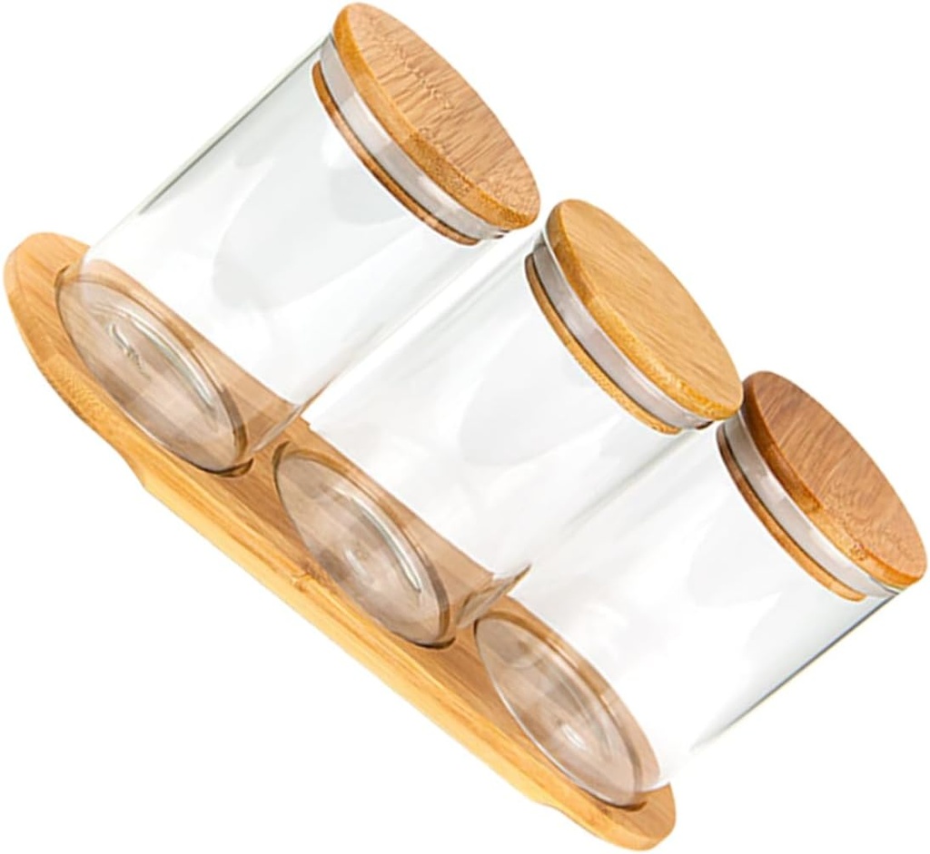 Cabilock 1set Glass Spice Jar Storage Jar Bamboo Lid Sealed Food Holder for Kitchen Organization Food-grade Glass Airtight Spice Storage