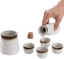 6-Piece Sake Set Ceramic Sake Cups Set with Warming Pot for Cold/Warm/Shochu/Tea Best Gift for Family and Friends Cups