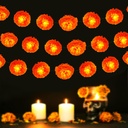 Solar Marigold Garland Lights, Solar Powered Marigold Flowers Outdoor Waterproof with 30 LEDs for Outside Dia de los Muertos, Day of the Dead, Diwali, Coco Party, Altar, Grave, Cemetery Decorations
