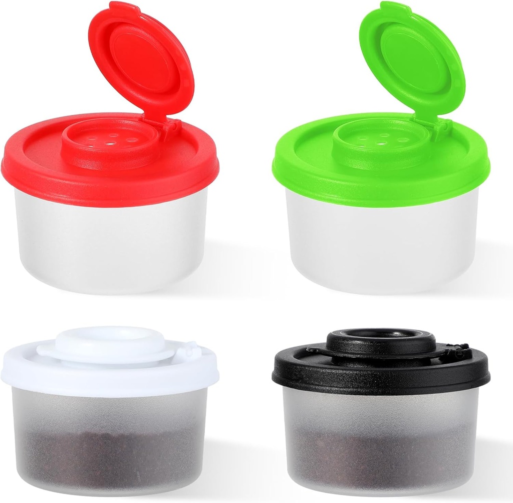 4 Pieces Salt and Pepper Shakers Mini Moisture Resistant Salt and Pepper Shakers Set Plastic Pepper Shakers with Sealed Lids Transparent Travel Seasoning Dispenser Bottles for Outdoor Camping Picnics