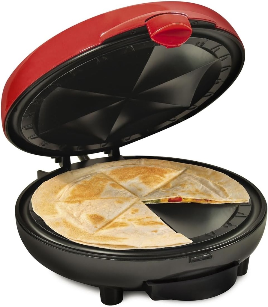 212 Main 6-Wedge Electric Quesadilla Maker with Extra Stuffing Latch Red
