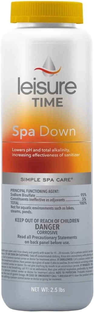 Leisure Time 22338 Spa Down, pH Reducer for Hot Tubs and Spas, Prevents Scaling and Clouding, Compatible with Various Sanitizers, 2.5lbs