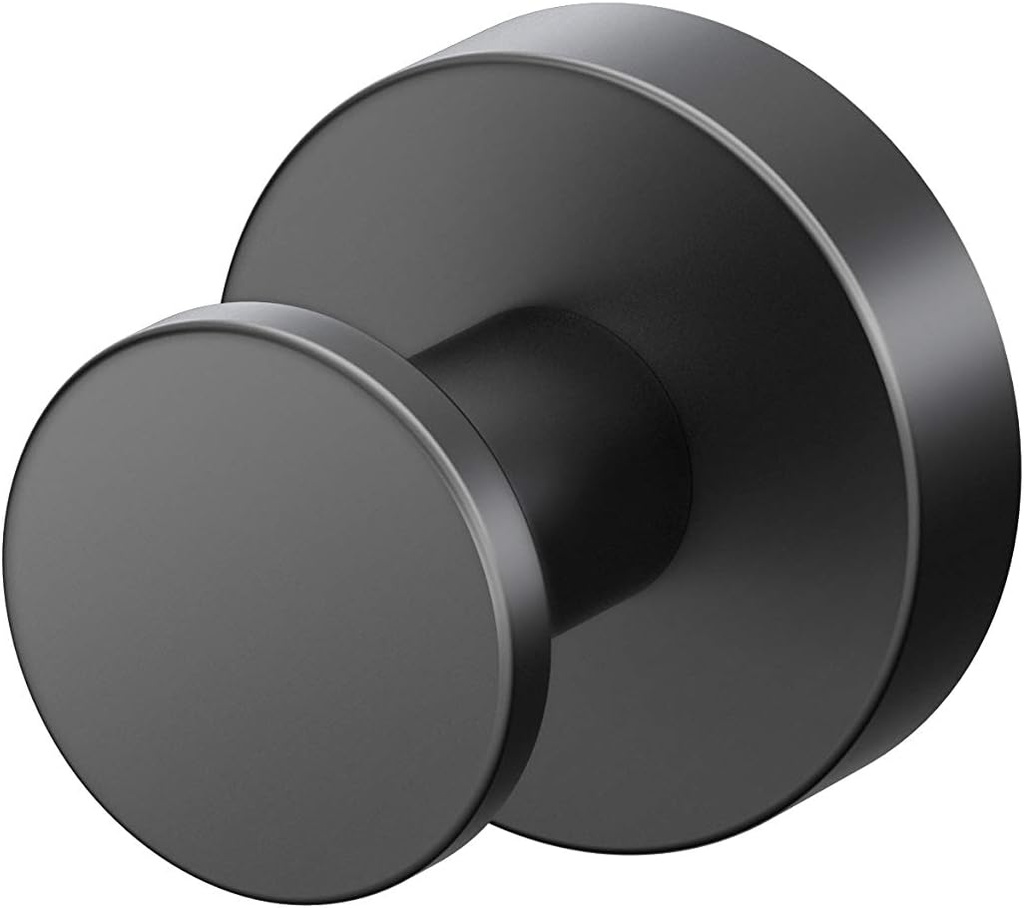 Gatco 4635MX Glam Robe Hook, Matte Black / Wall Mounted 2" Robe and Towel Hook for Bathroom