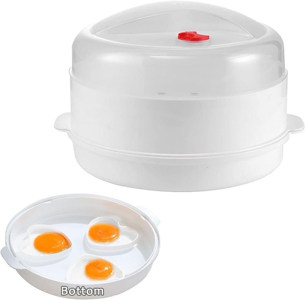 Multifunction Microwave Steamer with Lid and Tray, Large Dish, Egg Steamer, Vegetable Plate, Drain Basket, Microwave Bowl, Food Container, Kitchen Cookware Supplies