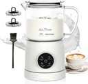4-in-1 Milk Frother, Electric Milk Frother and Steamer with LED Touch Screen, Ceramic Lining Bottom, Milk Warmer 13.52oz for Lattes, Cappuccinos, and Macchiatos at Home, White
