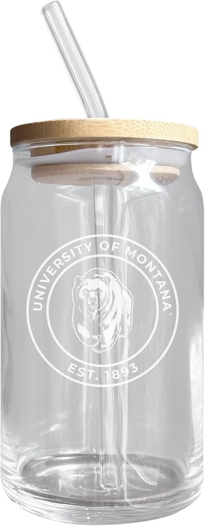 R and R Imports Montana University NCAA 12 oz Engraved Can Glass Single