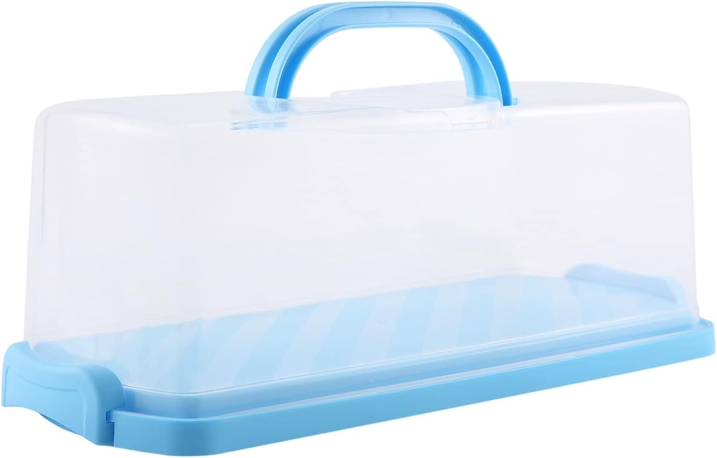 Portable Bread Box with Handle Loaf Cake Container Plastic Rectangular Food Storage Keeper Carrier 13Inch Translucent Dome for Pastries, Bagels, Bread Rolls, Buns