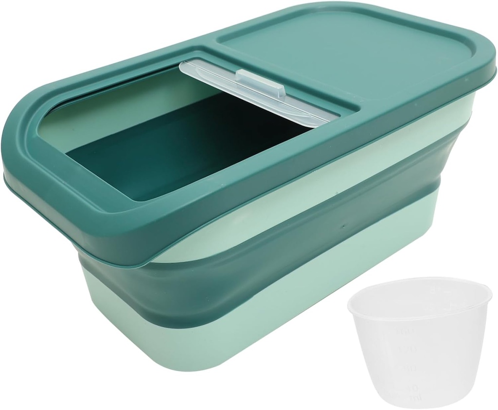 PRETYZOOM Household Multi Functional Rice Container with Sliding Lid Space Saving Food Storage Bin for Rice Pet Food and Grains Food Grade Nordic Design