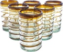 Amber Spiral 14 oz Drinking Glasses (set of 6), Recycled Glass, Lead-free, Toxin-Free (Drinking)