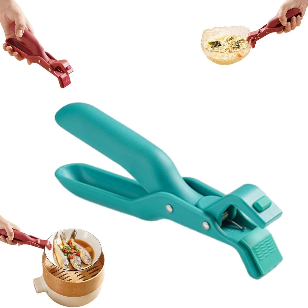 Hot Plate Grippers, 2Pcs Silicone Non-Slip Heat Insulation Anti-Scald Clip Dish Plate Gripper, Multi-Purpose Anti-Scald Bowl Holder Clip for Kitchen (Green)