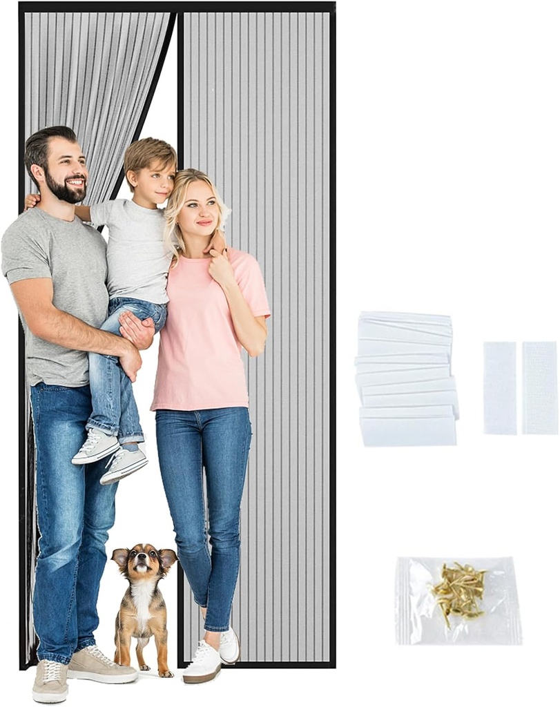 Magnetic Screen Door, Fit for Door Size:Around 36” x 82“,39" x 83" Self Seeling Door Screen,Keep Bugs Out Screen Door, Let Cool Breeze in, Pet and Kid Friendly, Works with Various Doors(Black)