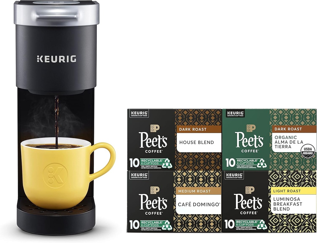 Keurig K-Mini Single Serve Coffee Maker with Peet's Coffee Dark, Medium, & Light Roast Variety Pack, 40 K-Cup Pods
