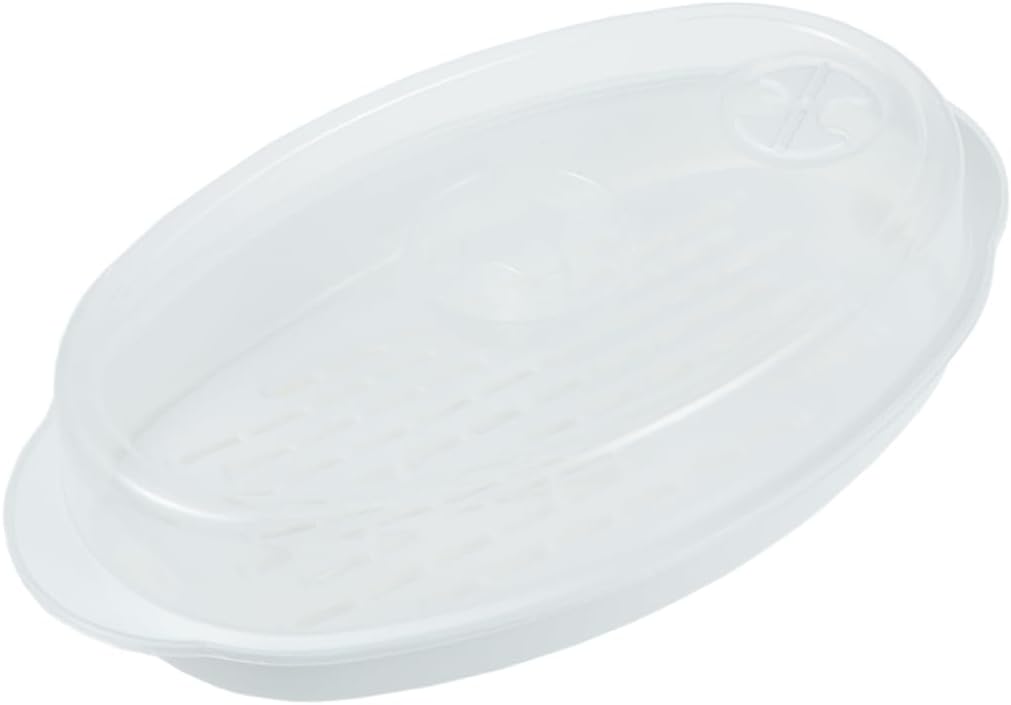 1pc Steamer Plate Food Steamer Cooking Microwave Oven Vent Large Steamed Fish Plate Leak