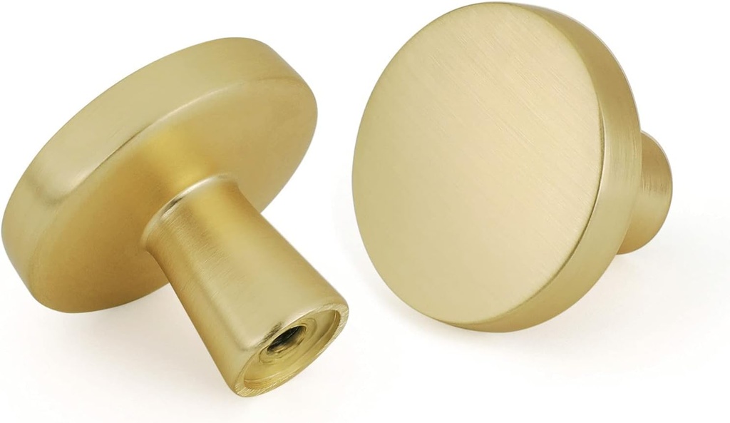 goldenwarm 50pcs Gold Cabinet Knobs for Dresser Drawers Kitchen Hardware Handles Brushed Brass Modern Round Knob,Zinc Alloy