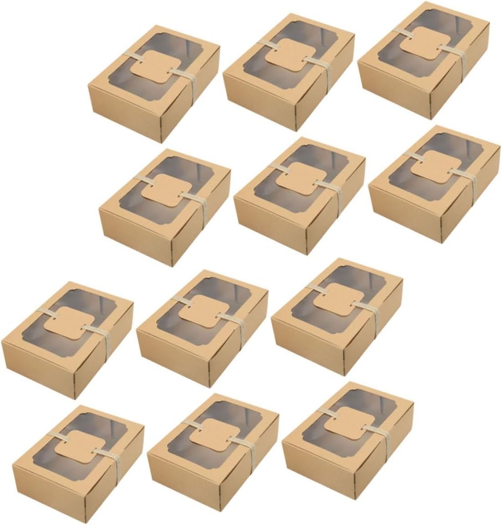 Ciieeo 1 Set Cookie Boxes with Clear Window Bakery Treat Containers for Cookies Cupcakes Pastries Chocolates Favor Boxes for Birthday Parties Holiday Celebrations with Cards Twine