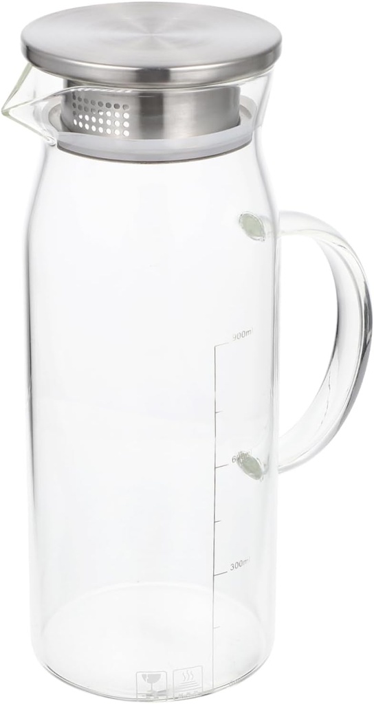 High Temperature Resistant Transparent Glass Beverage Pitcher Large Capacity Water Jug for Iced Tea Juice Milk and Cold Drinks Refrigerator Safe Cooling Drink Holder